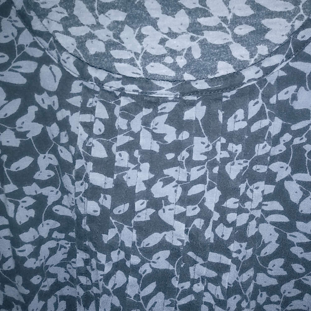 Ulla Popken L Long Sleeved Smocked Navy Leaf Tunic Top - Picture 7 of 8